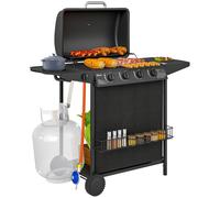 Barbecue a Gas con 4+1 Bruciatori Indipendenti 121x54x97 cm Coperchio con