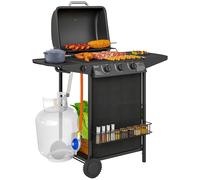 Barbecue a Gas con 4 Bruciatori Indipendenti 108x54x97 cm Coperchio con