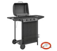 Barbecue A Gas Con 4 Bruciatori Indipendenti E Coperchio Con Termometro, 108x54x97 Cm, Nero