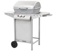 Barbecue a Gas con Griglia 2 Fornelli Argento Acciaio Inox