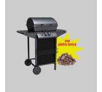 BARBECUE A GAS DUE FUOCHI 'MATERA' con 2,5 kg di pietra lavica