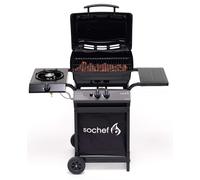 Barbecue a Gas GPL Pietra Lavica 2 Fuochi 7,6kW con Fornello Laterale Sochef Piùpepito