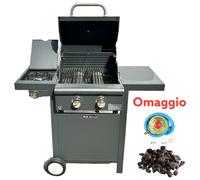 BARBECUE A GAS PIETRA LAVICA KEGRILL 2 FUOCHI + FORNELLO LATERALE