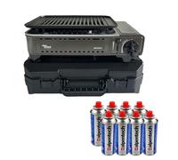 Barbecue a gas portatile Grill 1780 W + 8 cartucce a gas butano accensione piezo + valigetta da campeggio ALPEN