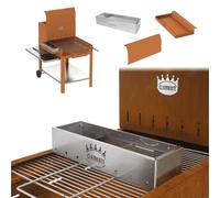 Barbecue a legna in acciaio Corten per Serial Griller, Flipper con griglia in acciaio Inox, Super Flipper con accessori (Flipper completo di Accessori)