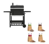 Barbecue Affumicatore XL a Carbone con Legna da Affumicatura e Copertura