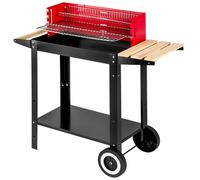 Barbecue BBQ Trasportabile A Carrello A Carbonella Con 2 Ripiani E Paravento