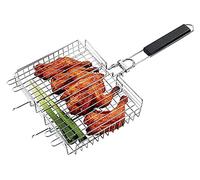 Barbecue Carbonella Griglia per Barbecue Portatile, Cestello per Grande, in Acciaio Inossidabile Grigliare Verdure Pesci Gamberetti Esterno Portatile