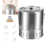 Barbecue compatto senza fumo, griglia a carbonella - 360° per arrostire tutto intorno, separazione del carbone d'olio, per campeggio, giardino e cucina all'aperto