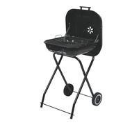 Barbecue a Carbone Carbonella 49x47x83 cm con Coperchio e Ruote in Acciaio Nero