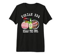 Barbecue Coreano e Soju guarisce l'anima Divertente Amante del Cibo Coreano Maglietta Premium