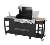 VidaXL 40426 Barbecue Zona cottura Gas 2900W Nero, Acciaio inossidabile barbecue e bistecchiera