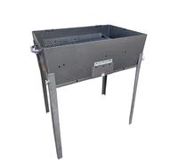 Barbecue da esterno con coperchio richiudibile in ferro, piedi estraibili, per carbone o legna, ideale per campeggio, picnic, grigliate (40x30 cm)