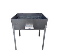 Barbecue da esterno con coperchio richiudibile in ferro, piedi estraibili, per carbone o legna, ideale per campeggio, picnic, grigliate (50x35 cm)