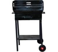 BARBECUE DA GIARDINO IN FERRO ARTIGIANALE PER LEGNA CON GRIGLIA E RUOTE 50x38 cm