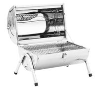 VidaXL Barbecue a Carbone da Tavolo Doppia Griglia in Acciaio Inossidabile