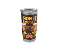 Barbecue divertente Rub It Smoke It Beer Me Repeat Bicchiere termico in acciaio inox doppia parete