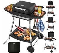 Barbecue elettrico 2 in 1 da tavolo, 3050 W, per balcone, esterno, con supporto, ampio vano per barbecue, regolatore di temperatura senza livelli, barbecue elettrico