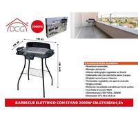 BARBECUE ELETTRICO CON STAND 2000W CM.60X35X90h