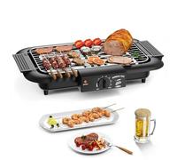 Barbecue elettrico da tavolo elettrico, griglia elettrica per barbecue senza fumo per interni/esterni, 2000 W, doppio tubo portatile, rimovibile ad alta potenza (nero classico)