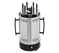 Barbecue elettrico per shish kebab con motore, spiedino verticale con 6 spiedini da 1000 W, in acciaio inox, Kebab Maker per la raccolta del grasso Kebab Grill (SW-6: 6 spiedini)