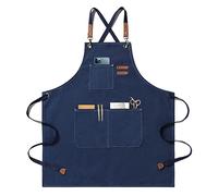 Barbecue Grembiule Uomo,Grembiule da Cucina,Grembiule da lavoro Regolabile con 6 Tasche Grembiule Chef Grembiuli Regolabile a Croce Uomo e Donna Ideale per Giardino, Ristorante, Bar, caffetteria