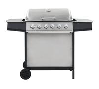 Barbecue Griglia a Gas 6 Fornelli Acciaio Inossidabile Argento