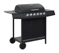 Barbecue Griglia a Gas con 6 Fornelli Acciaio Nero