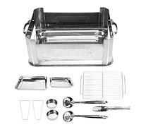 Barbecue Grill in Acciaio Inox Spesso, Graticola per Pesce, Carbonella e Alcool, Rettangolare, Portatile - Robusto e Resistente Alla Ruggine, Ideale per Campeggio e Picnic (Versione antivento