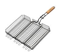 Barbecue grill maestro doppia griglia portatile 25x30cm in acciaio