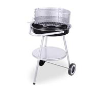 Barbecue hibachi medio rotondo da 18 pollici: griglia cromata, altezza regolabile e ciotola del fuoco smaltato,