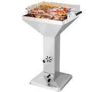 Barbecue in acciaio inox, Barbecue acciaio, Adatto per campeggio, famiglia e spiaggia festa, con griglia cromata regolabile, cassetto per cenere e regolatore di ventilazione, 63 x 48 x 91,5 cm