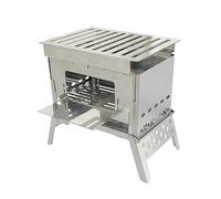 Barbecue in Acciaio Inox, Barbecue Portatile Pieghevole, Stufa a Legna Multifunzione for Pesca, Escursionismo, Sopravvivenza, Utensili da Cucina