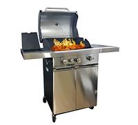 BARBECUE INOX A GAS GPL E PIETRA LAVICA 3 FUOCHI + FORNELLO LATERALE KE521/4 KE GRILL