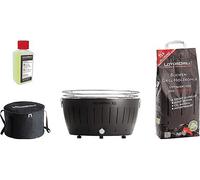 BARBECUE LOTUSGRILL Special Bundle BBQ XL (43,5 cm) con 2,5 Kg Carbonella e Gel Combustibile, Carbone di legna, Griglia da 40.5 cm, Nero
