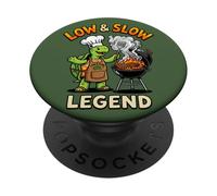 Barbecue Low & Slow Legend Turtle Chef Grilling Legend PopSockets PopGrip Adesivo