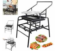 Barbecue Pieghevole da Esterno con Funzione di Rotazione a 360°, in Acciaio Inox per Un Facile Capovolgimento, Ideale per Viaggi, Campeggio, Feste E Intrattenimento