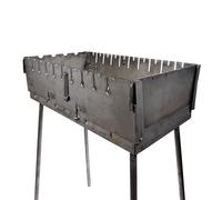 Barbecue pieghevole "rinforzato" per 10 spiedini - Barbecue a carbonella in acciaio da 3 mm compatto come valigetta pieghevole costruzione stabile, ideale per giardino, campeggio e picnic