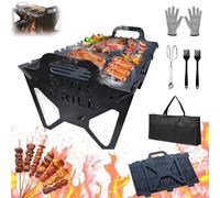 Barbecue Portable à Fente, Pliable Et Facile à Ranger, En Acier, Support De Table Pliable, Installation Sans Outil, Léger Pour Le Camping, Les Fêtes d'Avant-Match, Les Voyages (High 25cm)