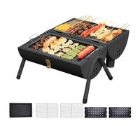 Barbecue portatile con coperchio, per casa, picnic, cortile, esterno, balcone, campeggio