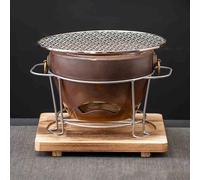 Barbecue portatile con stufa a carbone in argilla, 1 set di stufa a carbone di argilla con supporto in legno e griglia in metallo for cucinare il tè o il barbecue in multicolore(Brown)