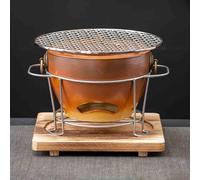 Barbecue portatile con stufa a carbone in argilla, 1 set di stufa a carbone di argilla con supporto in legno e griglia in metallo for cucinare il tè o il barbecue in multicolore(Yellow)