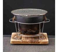 Barbecue portatile con stufa a carbone in argilla, 1 set di stufa a carbone di argilla con supporto in legno e griglia in metallo for cucinare il tè o il barbecue in multicolore(Black)