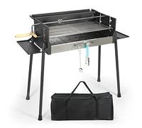 Barbecue Portatile Grande Barbecue a carbonella con affumicatore decentrato, Portatile e Regolabile, Ideale for Cucinare all'aperto, con tavoli Laterali Pieghevoli e Tavolo in Materiale Resistente.