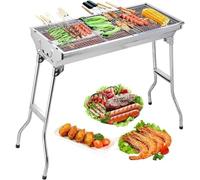 Barbecue portatile in acciaio inox con design pieghevole e sfiato a due estremità, ideale per cucinare all'aperto, picnic e feste in spiaggia