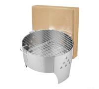 Barbecue portatile in acciaio inox per esterni, 40 cm, rotondo, con griglia in acciaio 304, compatibile con legno e carbone