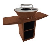 BARBECUE PURLINE EFP57CO a carbone multifunzionale con ripiani laterali, Pellet di legno, Griglia da 60 cm, Ruggine, Argento