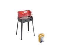 Barbecue Rettangolare a Carbonella con Griglia da Esterno Giardino in Lamiera