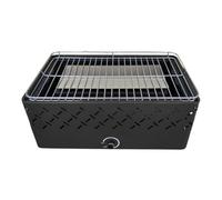 Barbecue Rettangolare Senza Fumo Empotec Sistema Ventilazione Regolabile Griglia 45x27cm Cromata con Protezione Antigoccia Comodo Pratico Trasportabile Ventola 4 Pile AA Carbonella Uso Esterno