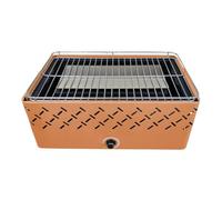 Barbecue Rettangolare Senza Fumo Empotec Sistema Ventilazione Regolabile Griglia 45x27cm Cromata Protezione Antigoccia Comodo Pratico Trasportabile Ventola 4 Pile AA Carbonella Uso Esterno ARANCIO